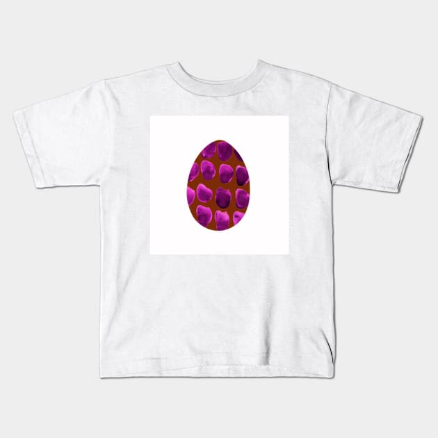 Easter egg - animal print with stains, isolated on white background. Simple violet and red boho watercolor. Design for background, cover and packaging, Easter and food illustration, greeting card. Kids T-Shirt by Olesya Pugach